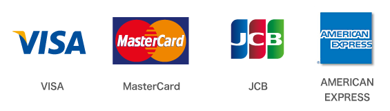 使用可能なカード　VISA/MASTER CARD/JCB/AMERICAN EXPRESS