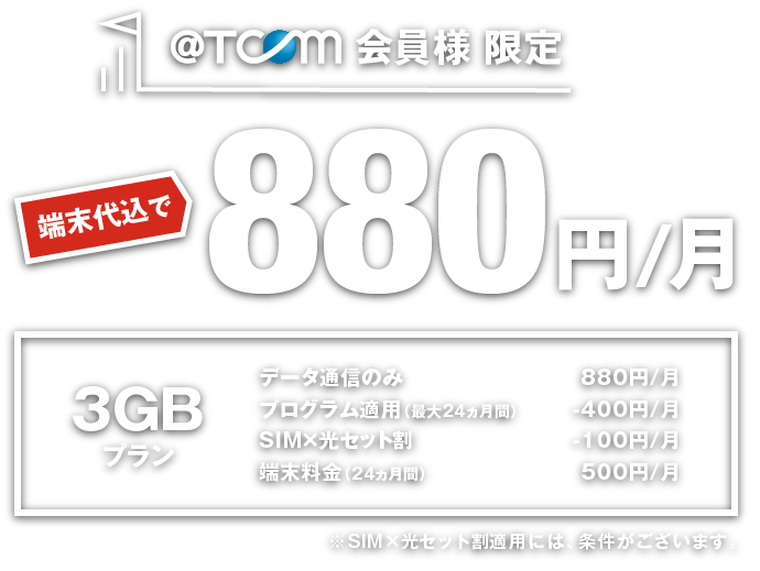 端末代込で880円